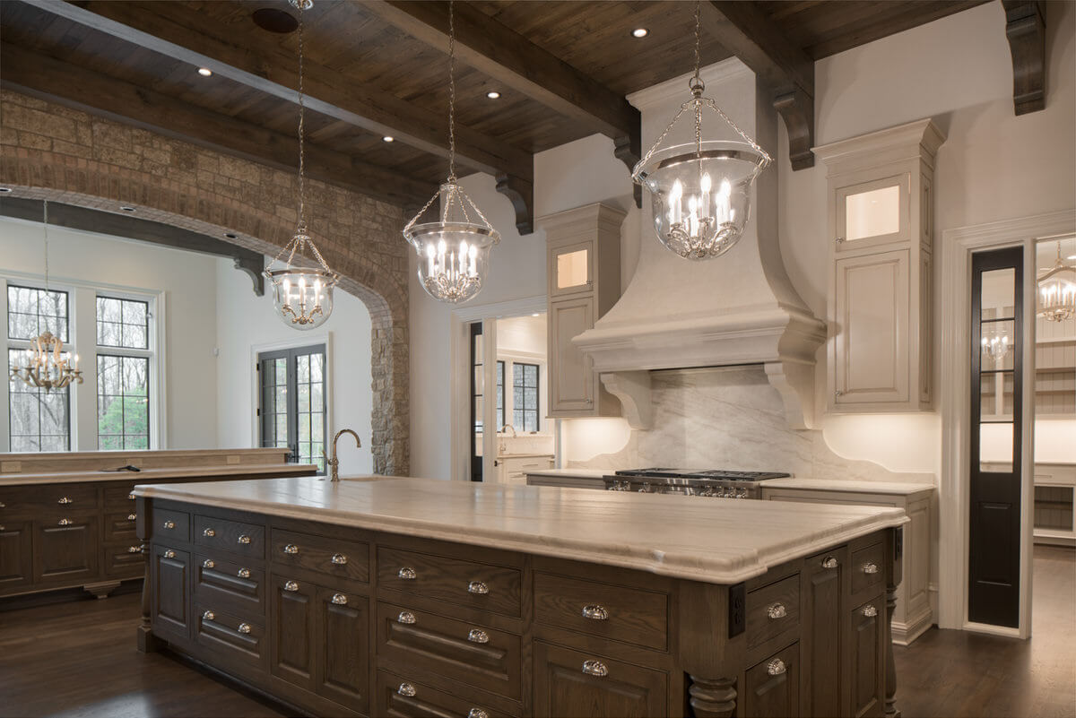 reclaimed box beams and large reclaimed corbels