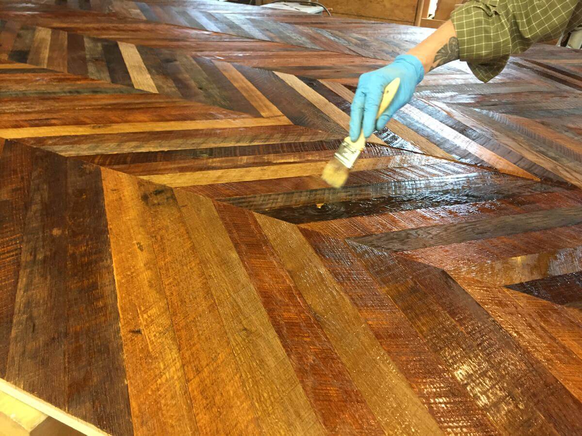 Staining accent wall