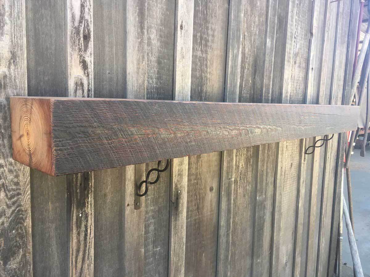 Original Surface Circle Sawn Heart Pine Mantel Natural Oil Finish 2