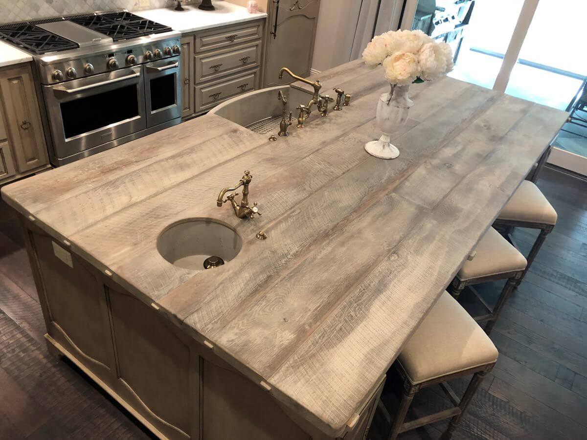 view from above of  refined character Kitchen Counter island with 2 sinks