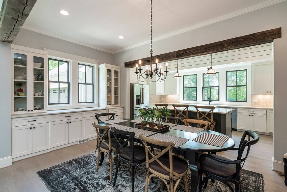 Original Surface Circle Sawn Hardwood Dining Room Beams