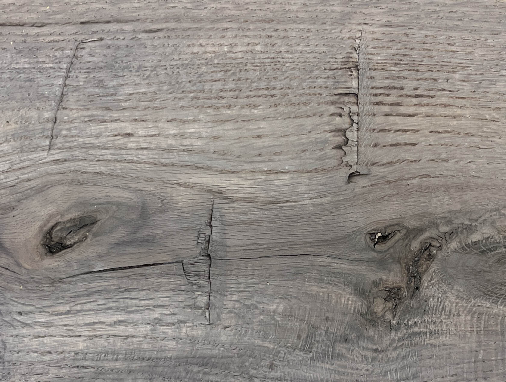 Weathered Silver box beam finish by Whole Log Reclaimed
