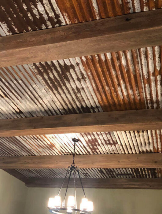 Engineered circle sawn Douglas Fir beams.