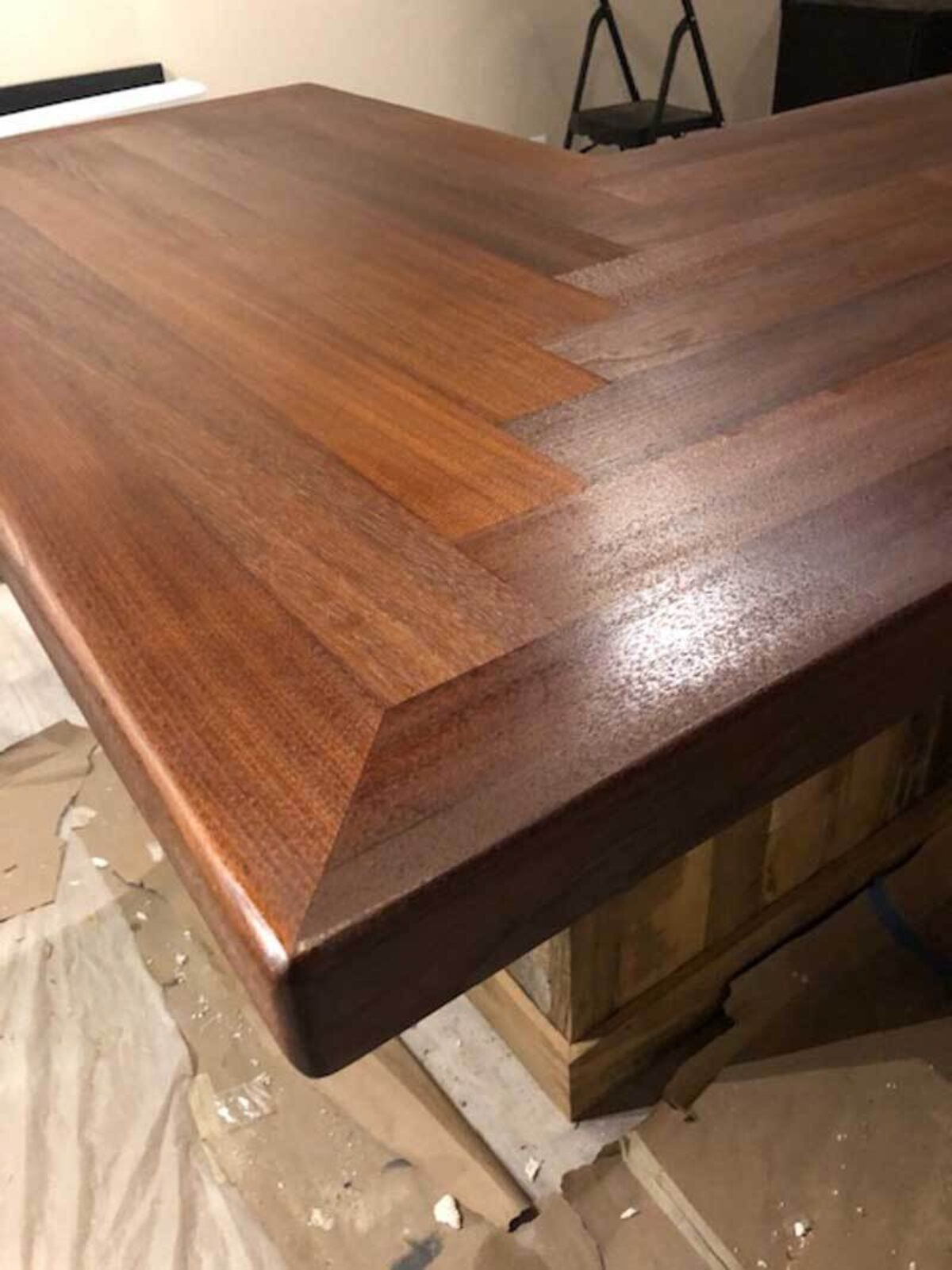 Beautiful reclaimed wood bar top coming together.