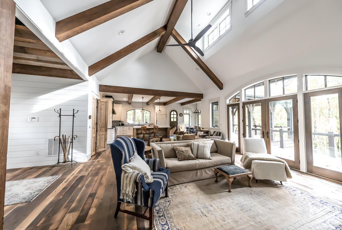 Circle sawn box beams in Grand Highlands of Henderson County NC.