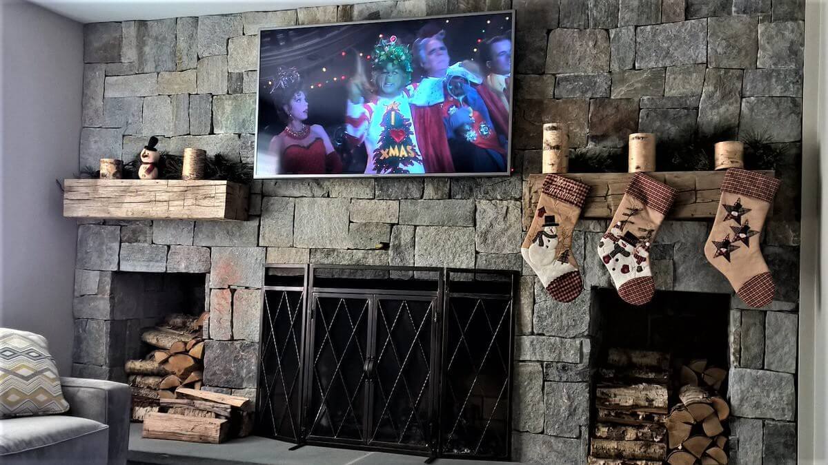 Hand hewn mantel duo in north easton ma