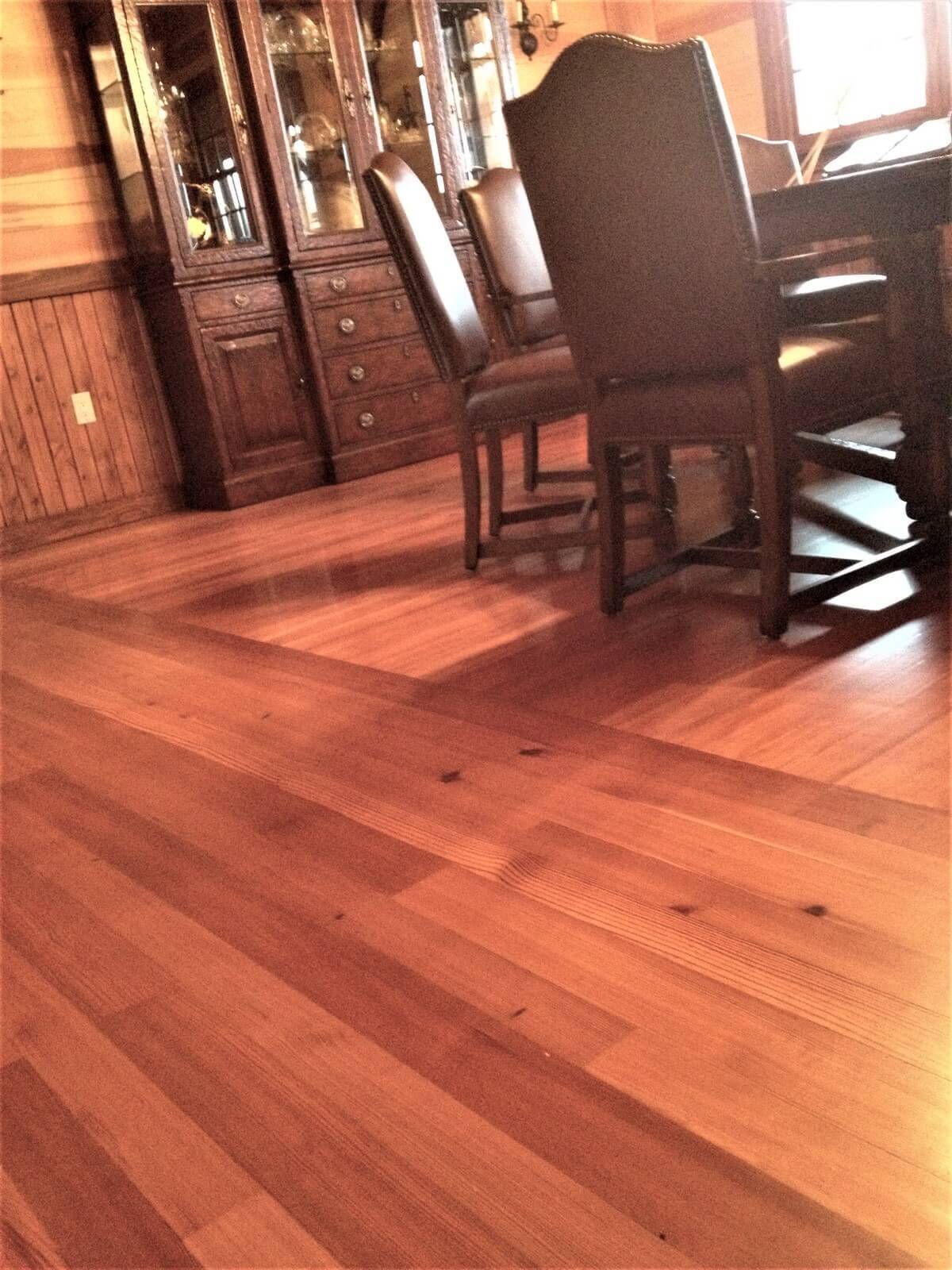 heart pine floor at religious community in candler, nc