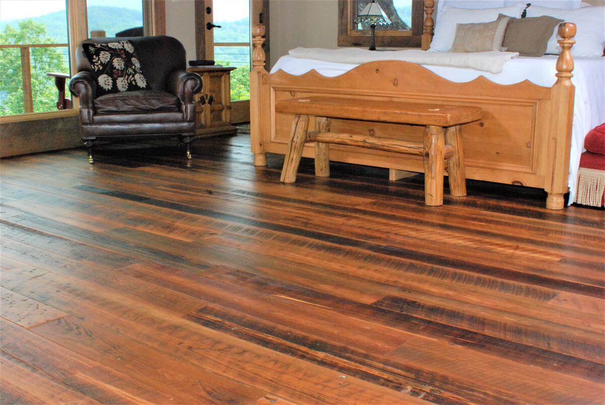 heartpine charcter flooring in hendersonville nc bedroom