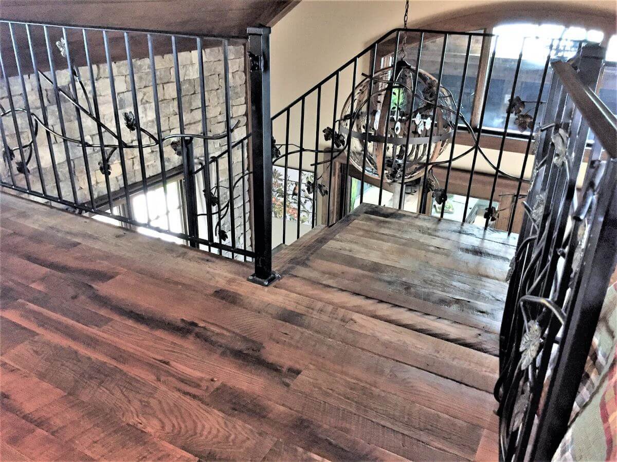 oak floor stair landing near lake toxaway nc