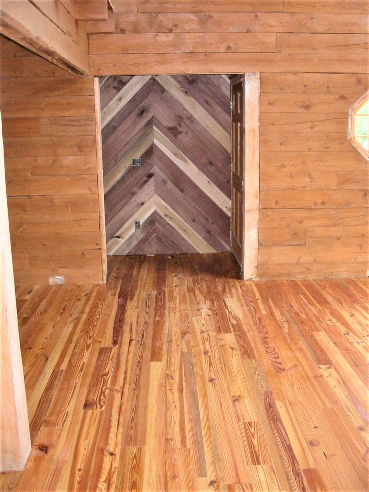 Reclaimed walls and cabin grade heart pine in Henderson County NC