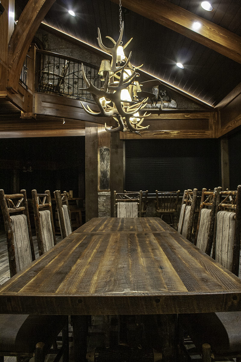 Reclaimed character oak gathering table poly finish - Mountain Air Rv Resort, Lake Toxaway, NC