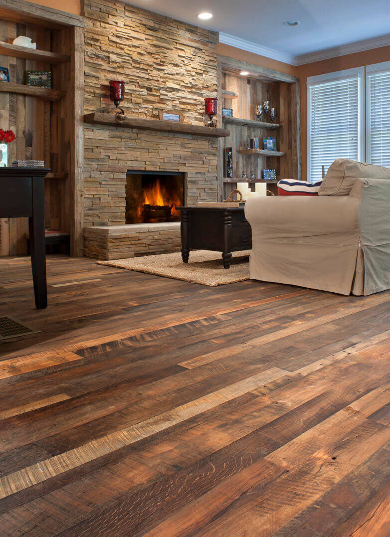 Carolina Character rustic hardwood flooring in Flat Rock North Carolina home.