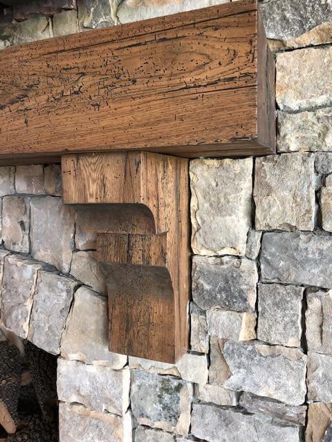 smooth planed hickory mantel and corbels